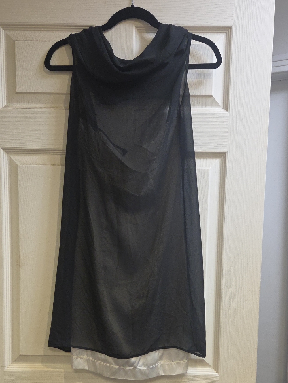 Rock & Republic Sheer Black Sleeveless Shift Dress with White Trim
